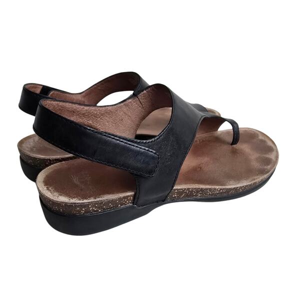 Black Leather Sandals Dansko Reece Size EU40 US 9.5-10 Toe Loop Sandal - Picture 7 of 14